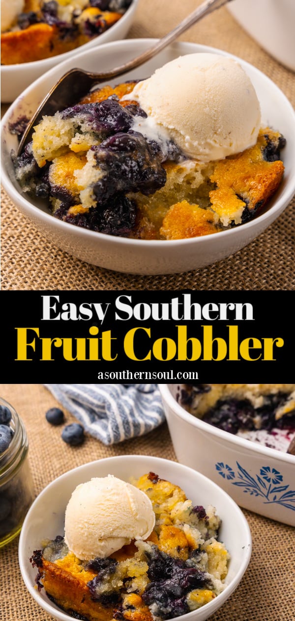 Pinterest pin for Easy Blueberry Cobbler Recipe