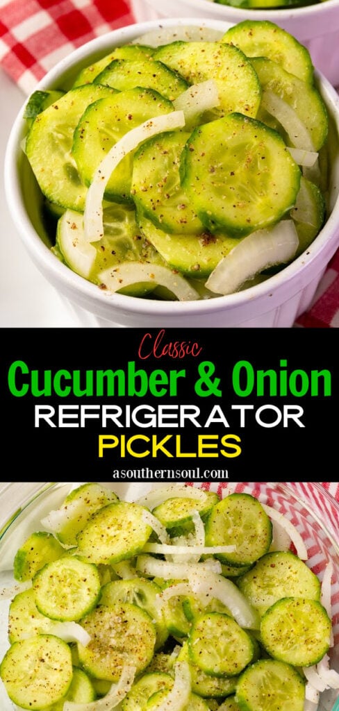 Cucumber Onion Refrigerator Pickles with forks for serving.
