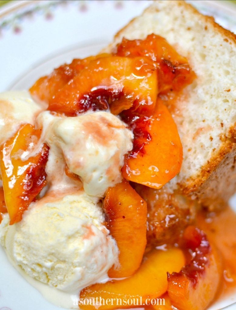 Grilled Peach Sauce made with fresh peaches, brown sugar, honey and cinnamon is perfect with ice cream or cake.