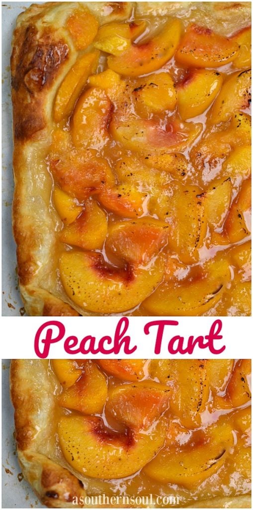 Peach Tart is a simple to make dessert made with puffed pastry along with fresh or frozen peaches. It's a great sweet treat to serve at any occasion.
