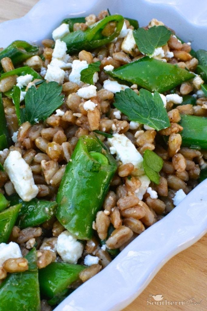Farro Close Upwn from Farro Salad with Peas & Feta recipe