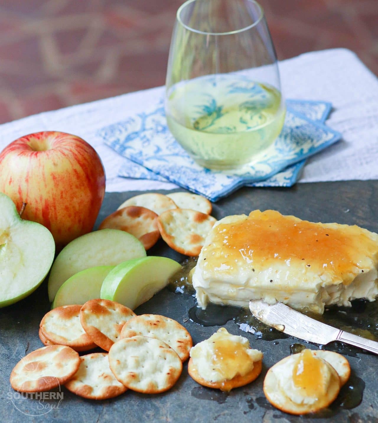 Jezebel Sauce made with pineapple preserves, apple jelly, horseradish, dry mustard and pepper is delicious as an appetizer or sauce for meat.