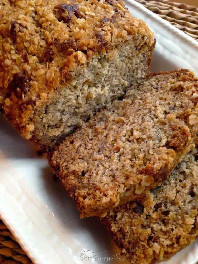 Oat Banana Bread Slices from Oatmeal Brown Sugar Banana Bread recipe