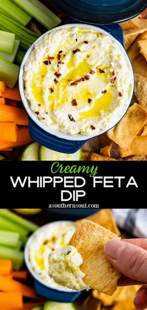 Whipped Feta Dip with 2 images for pinterest