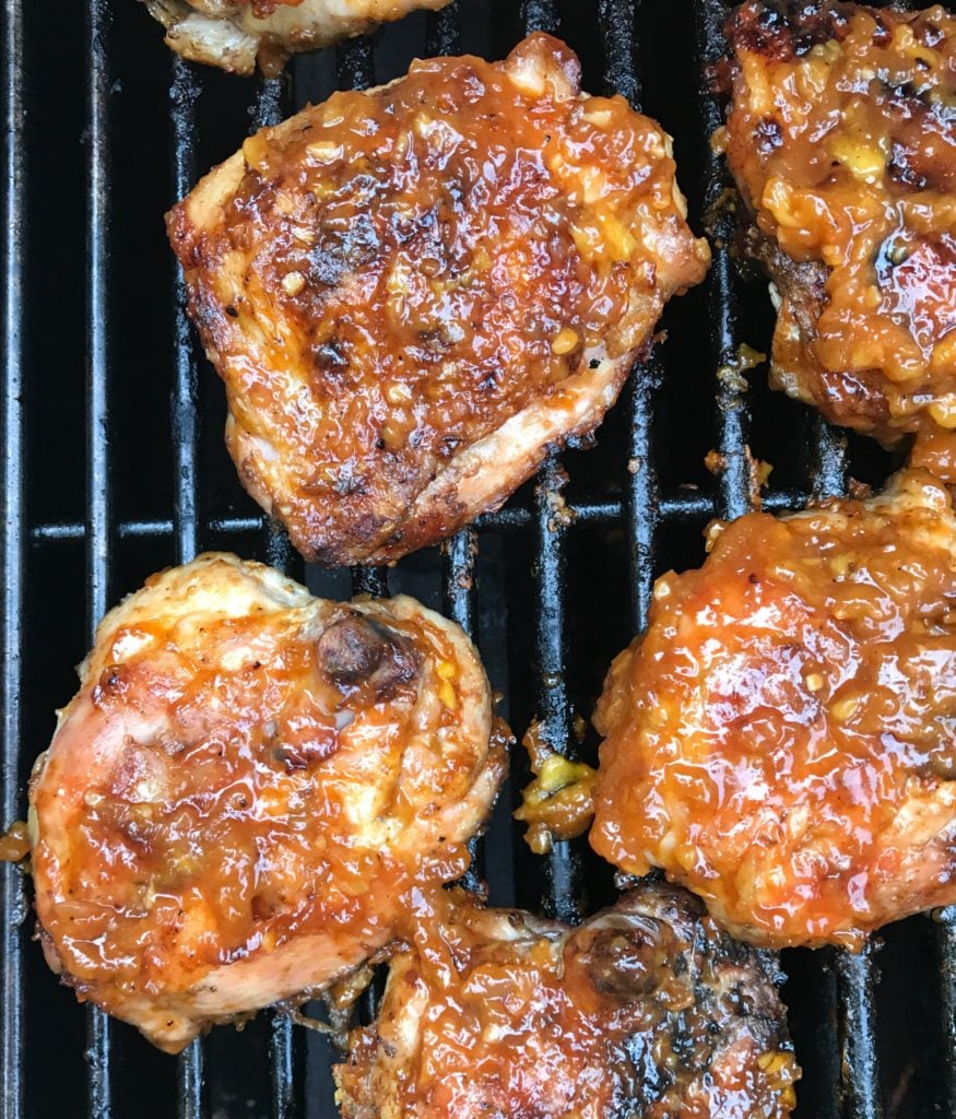 peachy bourbon bbq sauce glazed chicken