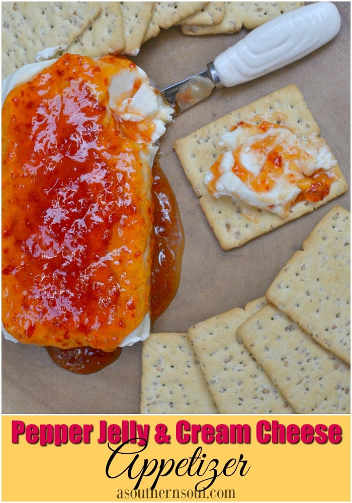 Red pepper jelly and cream cheese appetizer is a classic southern appetizer that gets rave reviews!