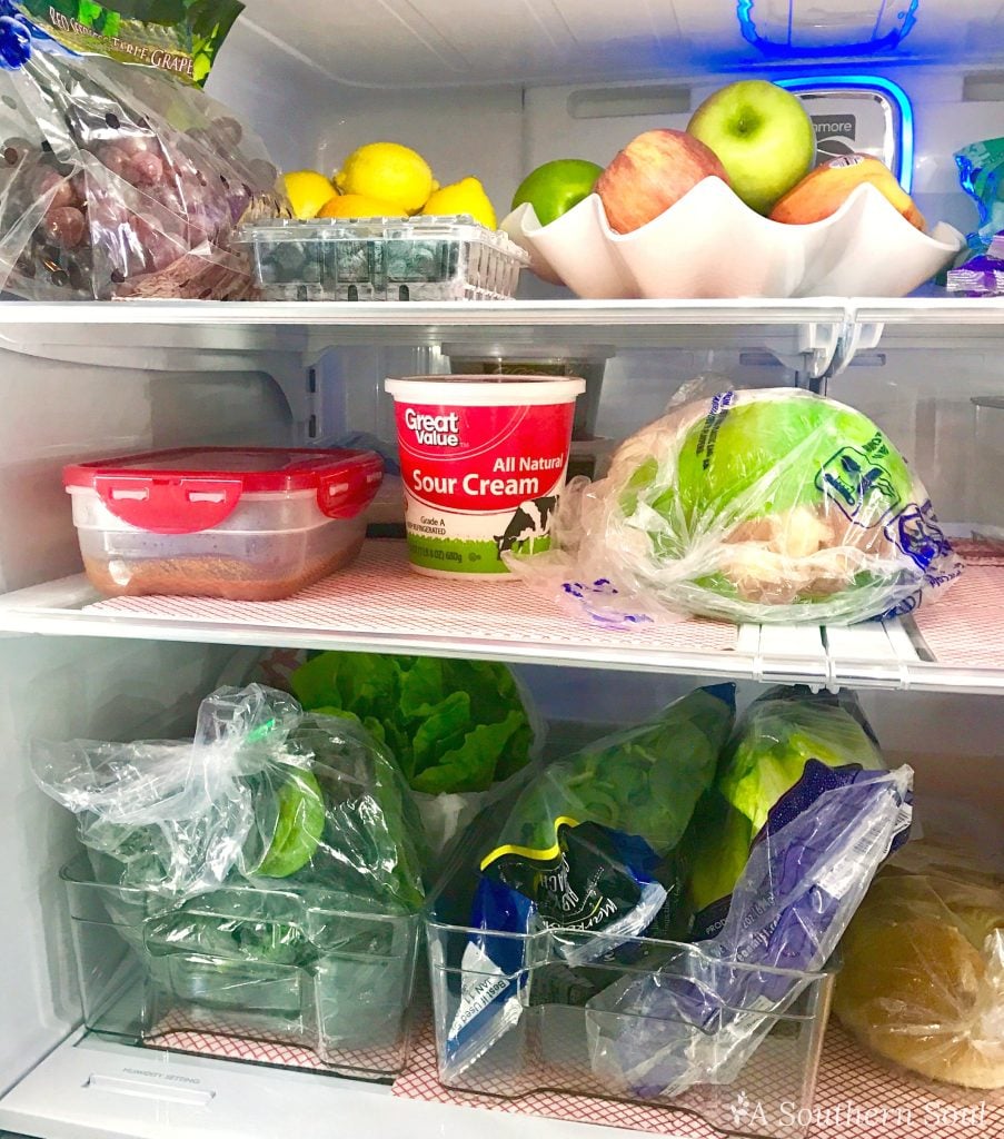 food in fridge and meal planning with a southern soul
