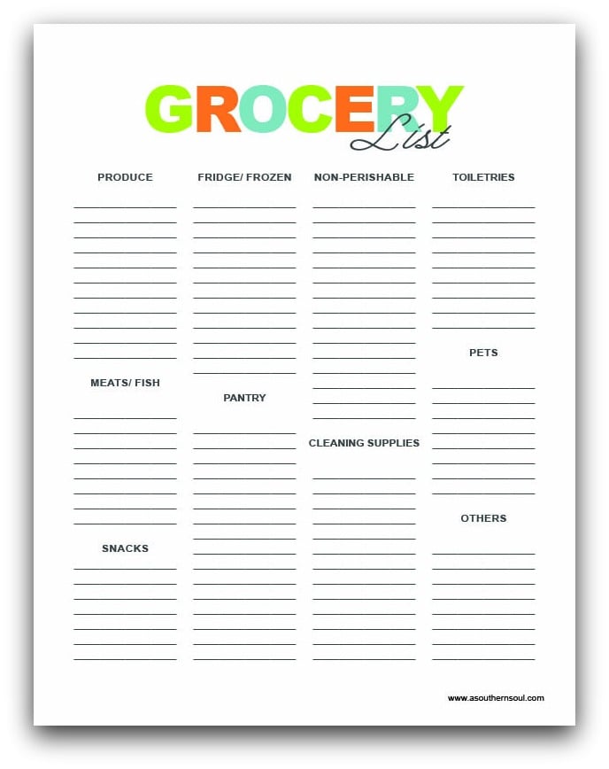 a southern soul meal plan grocery list