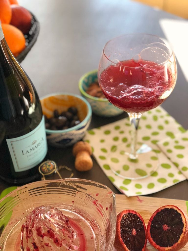blood orange mimosas with processo