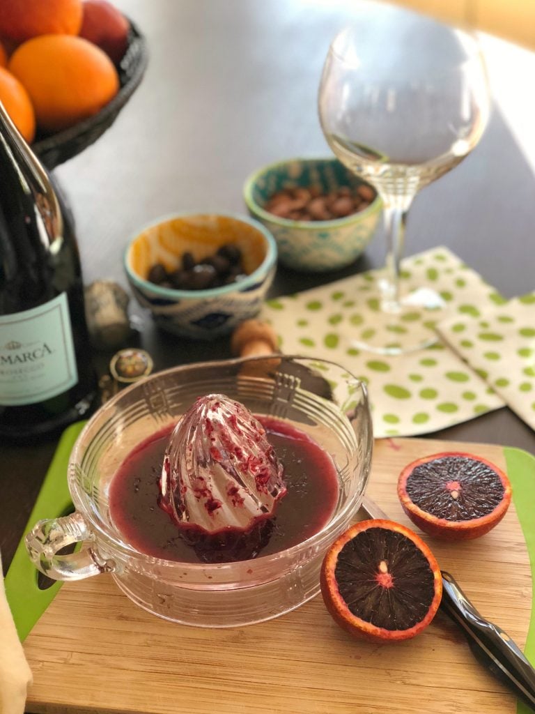 blood orange mimosas made with prosecco