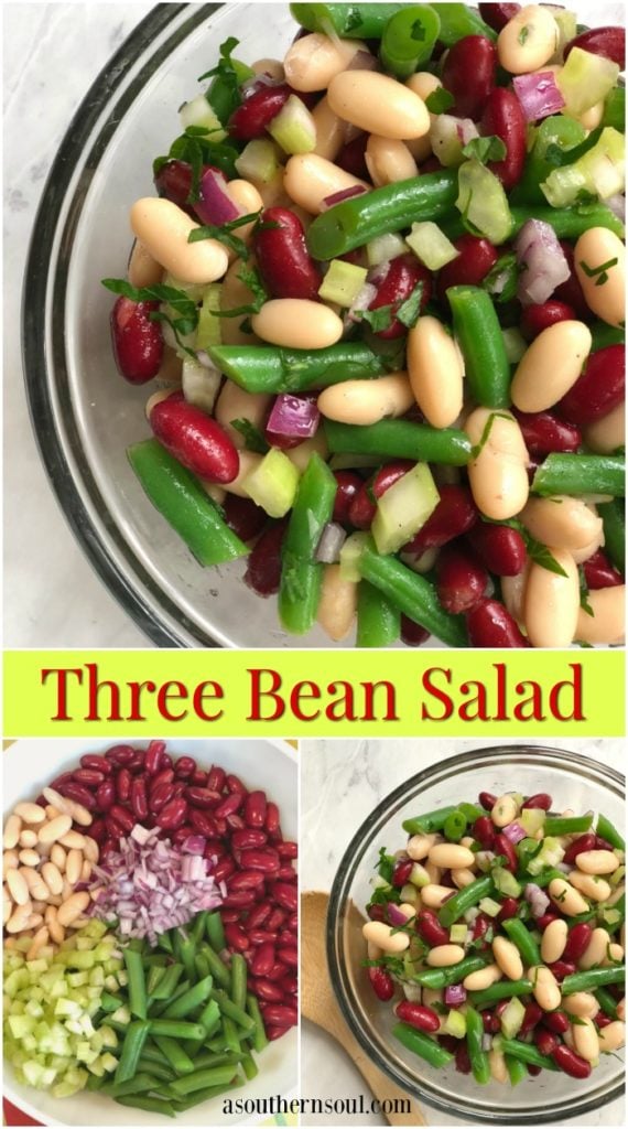 Three bean salad with green beans, cannelloni and red beans