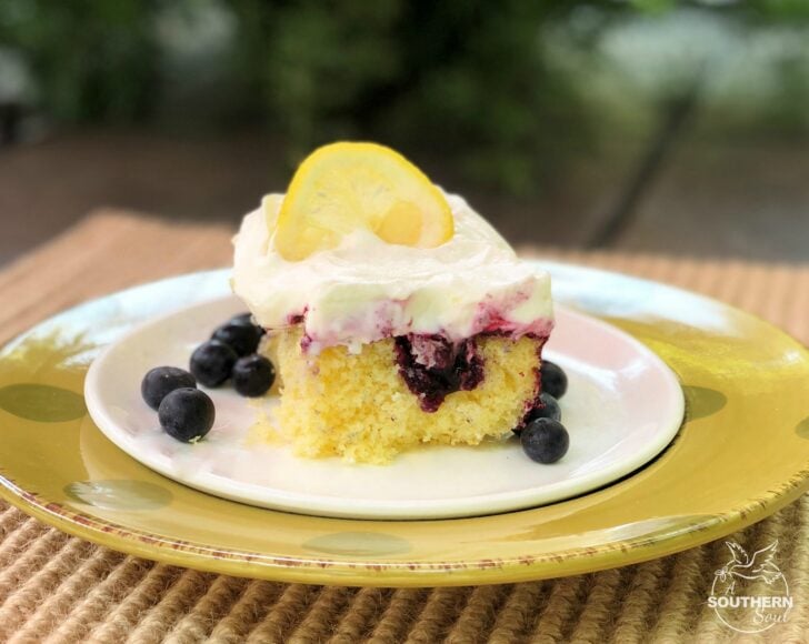 Blueberry Lemon Poke Cake from A Southern Soul
