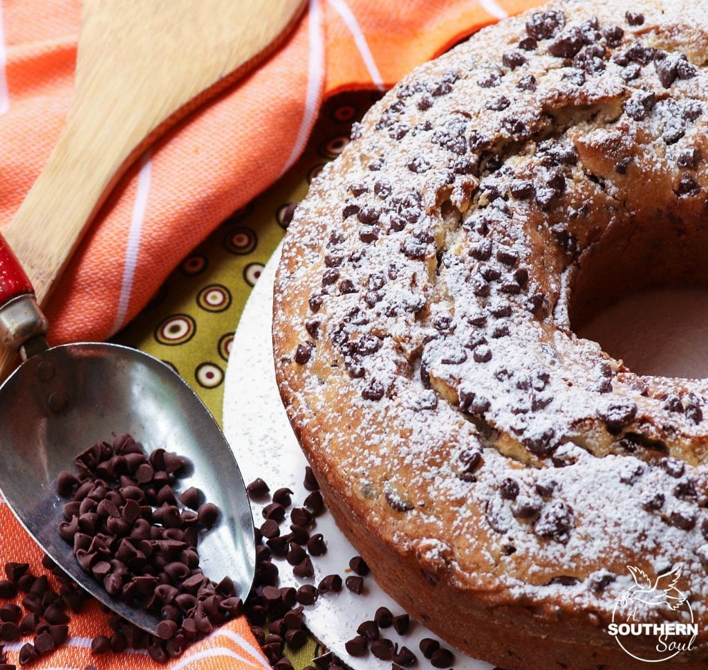 Chocolate chip pound is easy to make and full of flavor. It's dense and full of chocolate flavor and will be a hit with dessert lovers.