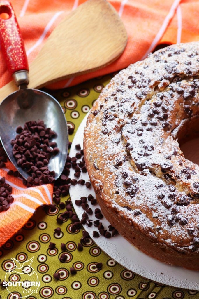 Chocolate chip pound is easy to make and full of flavor. It's dense and full of chocolate flavor and will be a hit with dessert lovers.