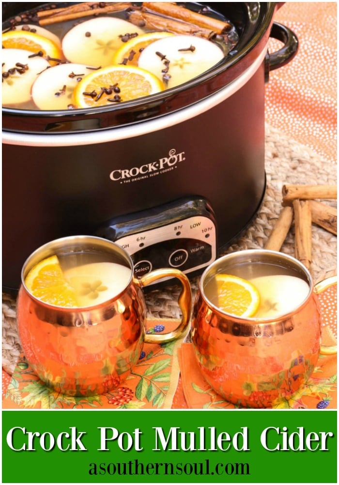Crock Pot Mulled Cider with brown sugar, cinnamon, cloves, apples and oranges should be named the official drink of fall!