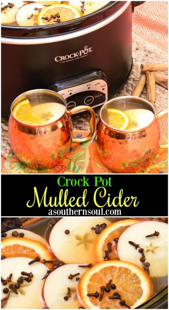 Crock Pot Mulled Cider with brown sugar, cinnamon, cloves, apples and oranges should be named the official drink of fall!