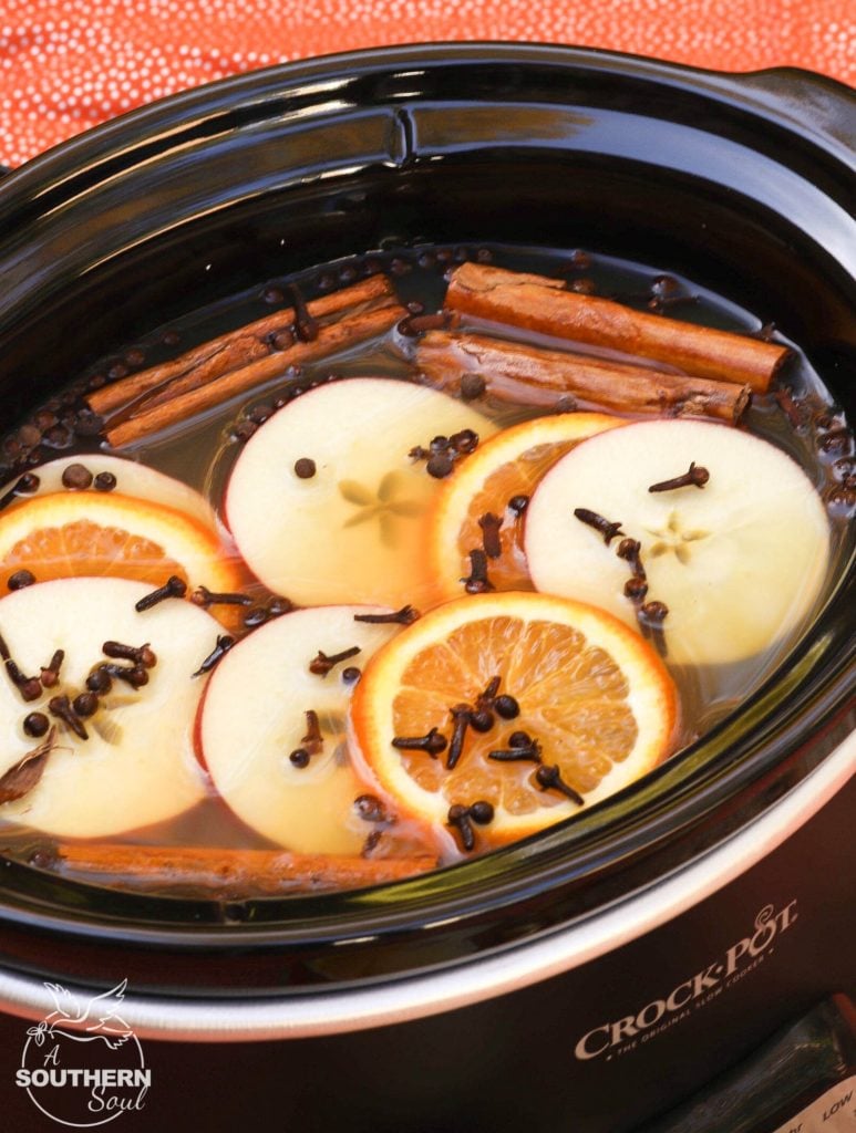 Crock Pot Mulled Cider with brown sugar, cinnamon, cloves, apples and oranges should be named the official drink of fall!