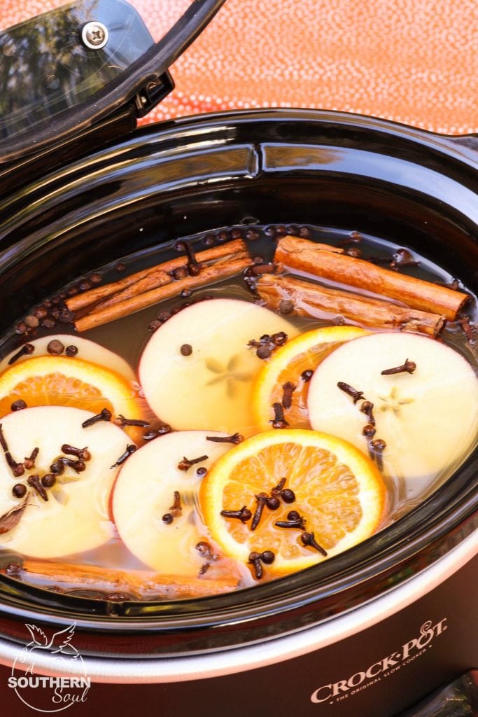Crock Pot Mulled Cider with brown sugar, cinnamon, cloves, apples and oranges should be named the official drink of fall!