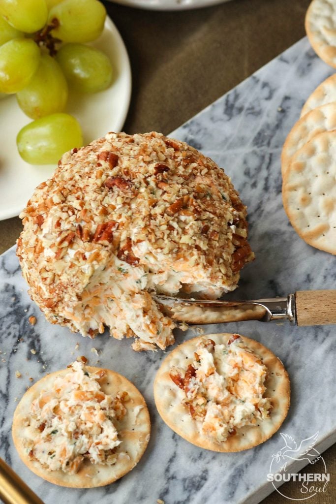 Cheddar & Chive Ball is an easy to make appetizer that's perfect for any gathering. It freezes beautifully so that you've throw a party at the drop of a hat!