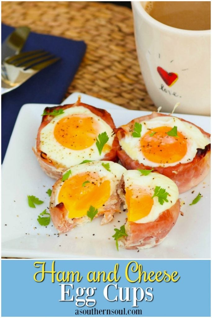 Ham and Cheese Egg Cups made in a muffin tin are a low carb breakfast that downright delicious. They are super easy to make with three ingredients are are ready to enjoy in less than 20 minutes.