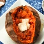 Sweet Potatoes cooked perfectly in the Air Fryer then seasoned with salt and cinnamon sugar along with butter is an amazing easy to make side dish.