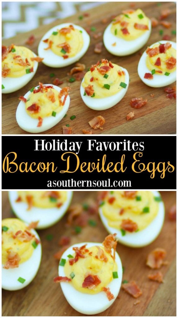 Bacon Deviled Eggs are creamy with just the right amount of mayonnaise plus an added tang of horseradish. Perfect for brunch, Easter, this holidays, baby and wedding showers.