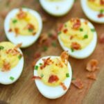 Bacon Deviled Eggs are creamy with just the right amount of mayonnaise plus an added tang of horseradish. Perfect for brunch, Easter, this holidays, baby and wedding showers.