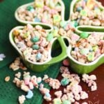 Lucky Charms Snack Mix made with cereal, pretzels, nuts and M&Ms for a sweet and salty treat that irresistible!