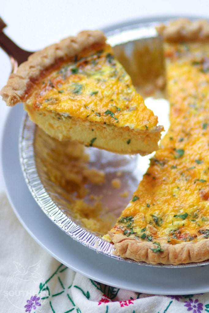 Easy to make Three Cheese Quiche made with cheddar, mozzerella and Parmesan is a great main dish for breakfast, brunch or a weeknight meal.