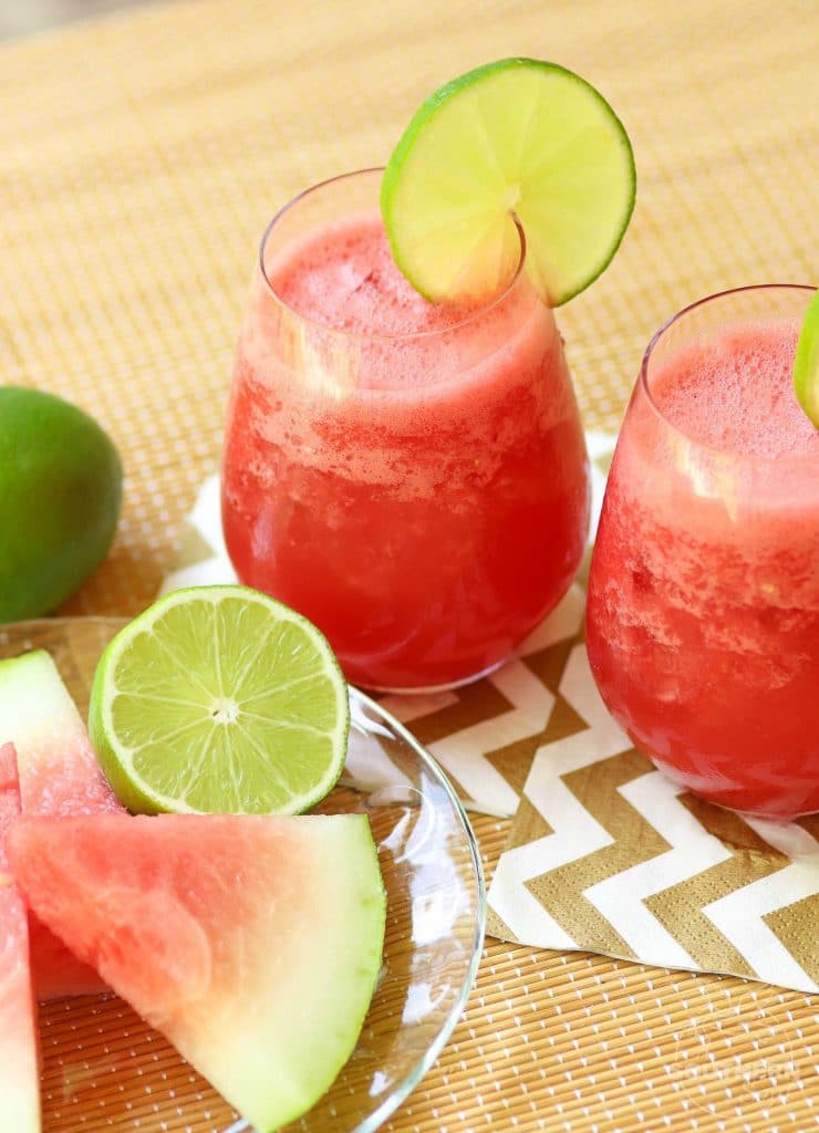 Watermelon Cooler Cocktail is the perfect summer sipper. Make with fresh watermelon, lime juice and a bit of sugar and splash of tequila. For a drink the kids will love, just leave out the alcohol!