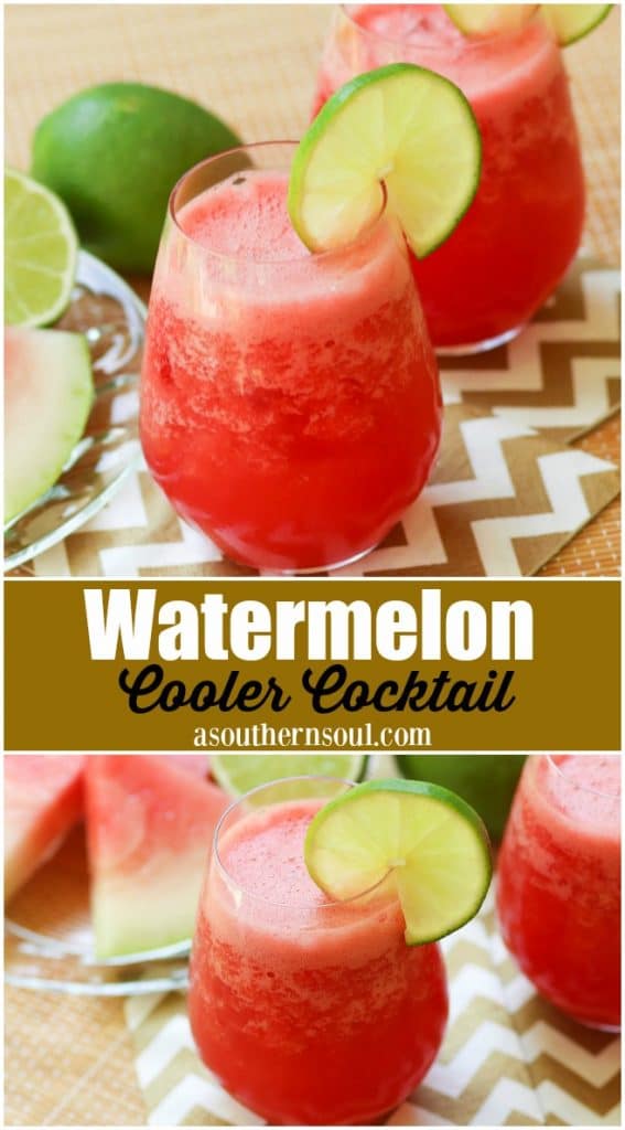 Watermelon Cooler Cocktail is the perfect summer sipper. Make with fresh watermelon, lime juice and a bit of sugar and splash of tequila. For a drink the kids will love, just leave out the alcohol!
