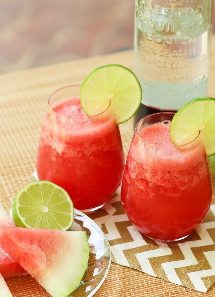 Watermelon Cooler Cocktail is the perfect summer sipper. Make with fresh watermelon, lime juice and a bit of sugar and splash of tequila. For a drink the kids will love, just leave out the alcohol!