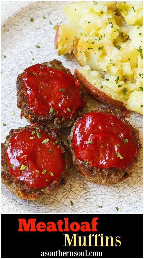 Meatloaf Muffins made with ground beef, eggs, bread crumbs, Parmesan Cheese and seasoned to perfect are easy to make and perfect for a weeknight meal!