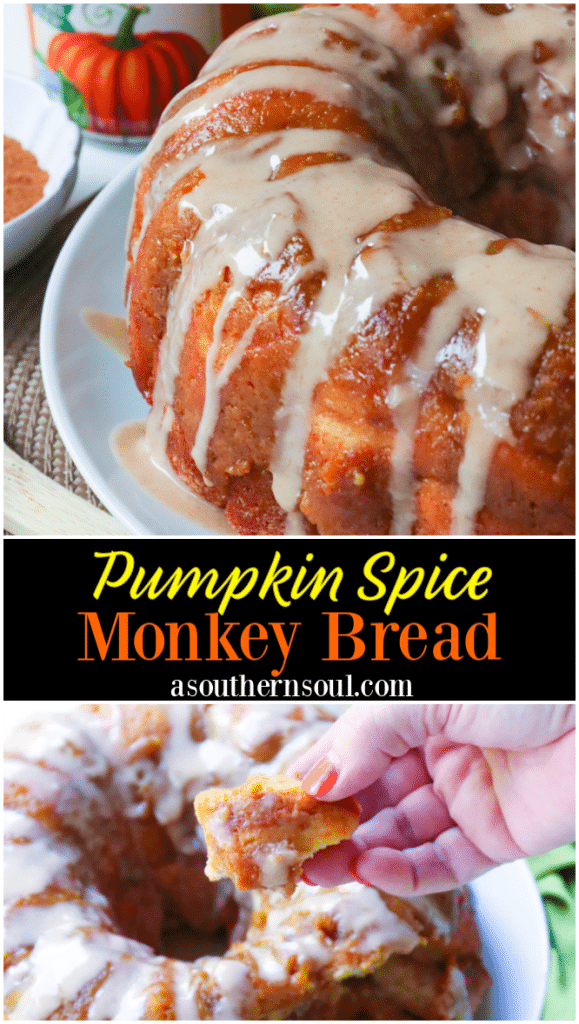 Pumpkin Spice Monkey Bread made with biscuits, spices, cream cheese and pumpkin is a fall treat that's over the top delicious! This easy to make bread is great as a dessert, snack or served for brunch.