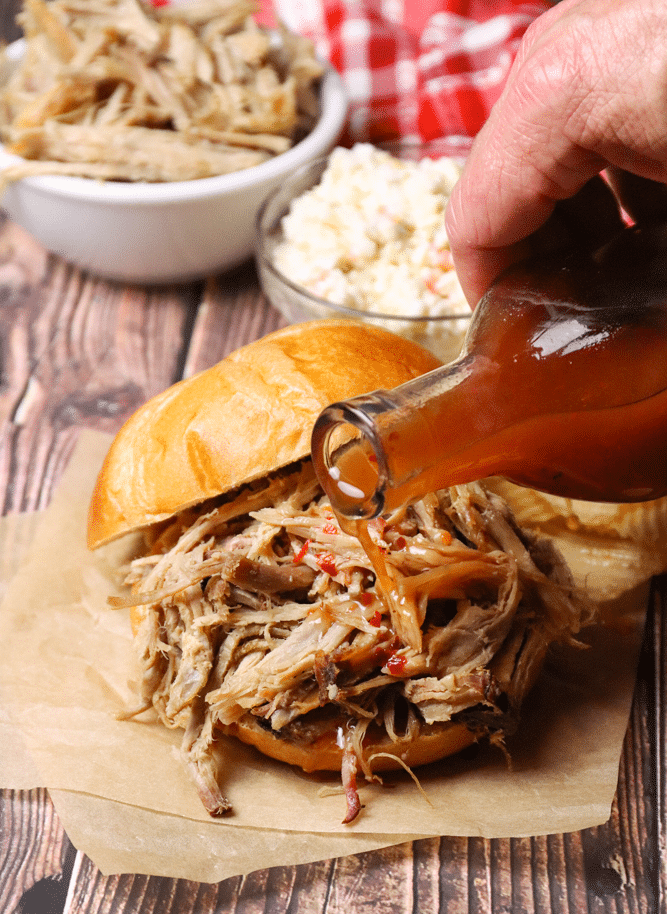 Carolina Vinegar BBQ Sauce is tangy, spicy and is a must when you're serving pulled pork! It's easy to make with just 6 ingredients.