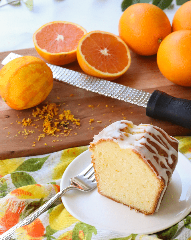 Orange Pound Cake made with fresh squeezed orange juice and zest is a delicious dessert to enjoy any time of year! This buttery, sweet cake is surprisingly easy to make and and will disappear quickly.