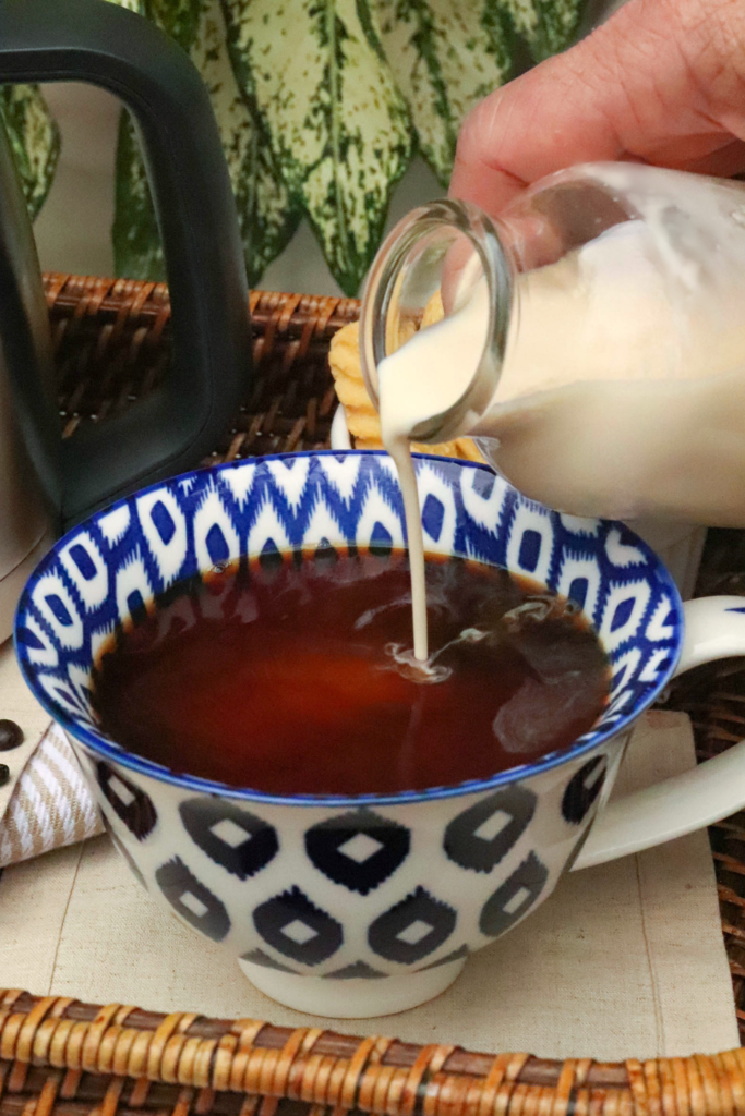 Creme Brulee Coffee Creamer made with 4 ingredients makes the best cup of coffee! Made with evaporated milk, brown sugar, half and half and vanilla.