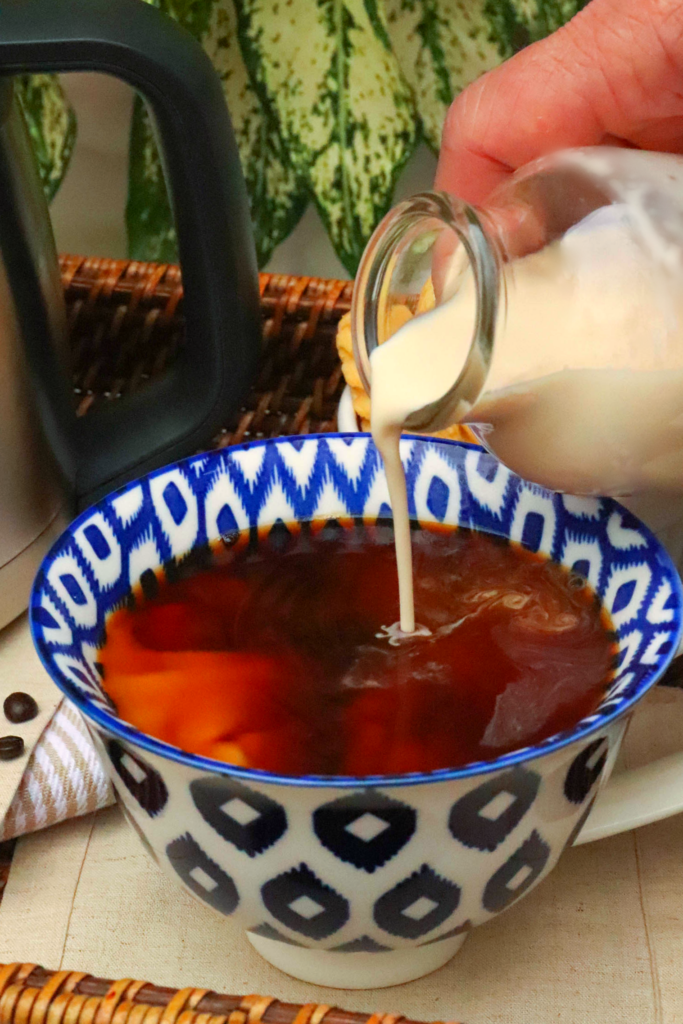 Creme Brulee Coffee Creamer made with 4 ingredients makes the best cup of coffee! Made with evaporated milk, brown sugar, half and half and vanilla.