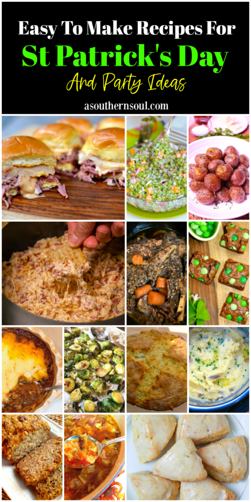 Easy to make recipes for St. Patricks Day includes appetizers, snacks, main and side dishes and desserts.