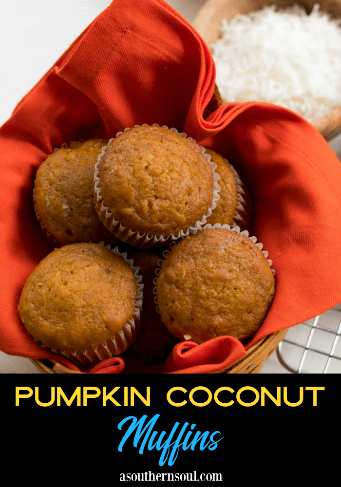 Pumpkin Coconut Muffins are tender, moist and easy to make. These muffins made with canned pumpkin, coconut, flour, brown sugar, cinnamon and nutmeg will soon become your favorite muffin treat perfect for any time of the year.
