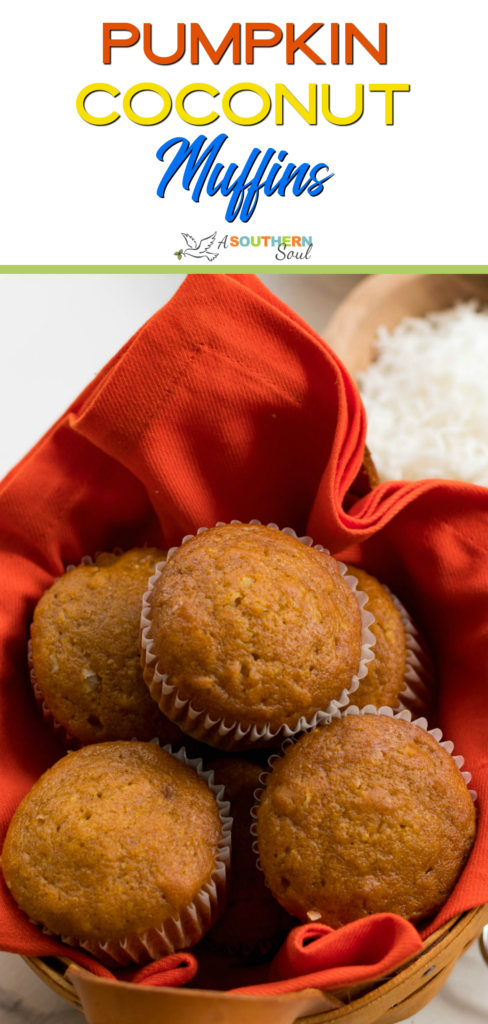 Pumpkin Coconut Muffins are tender, moist and easy to make. These muffins made with canned pumpkin, coconut, flour, brown sugar, cinnamon and nutmeg will soon become your favorite muffin treat perfect for any time of the year.