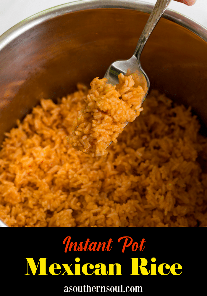 Instant Pot Mexican Rice made with white rice, tomato sauce, onions, cumin and chili powder is a great side dish for a weeknight meal or your next fiesta!