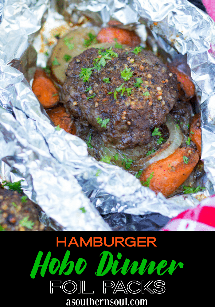 Pinterest pin for Hamburger Hobo Dinner Foil Packs