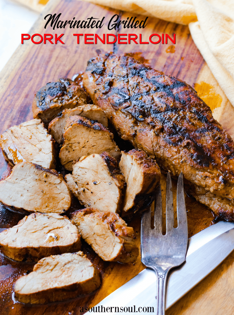 Grilled Pork Tenderloin marinated in olive oil, balsamic vinegar, dried italian seasoning and garlic is tender and juicy. This easy to make recipe is great for a weeknight meal or when you're having guests.