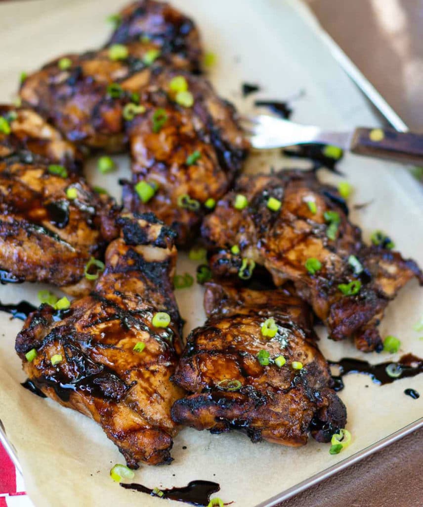 Tender, juicy chicken marinated in balsamic, honey, garlic, olive oil fresh thyme and rosemary is an easy recipe to make on the grill or in the oven. Perfect for a weeknight meal or a lazy Sunday supper.