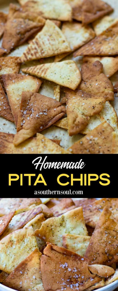 Homemade Pita chips made with store bought pita bread, olive oil, salt or za'atar. They are perfect for all your dips or for snacking.