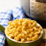 Instant Pot Pepper Jack Mac and Cheese in green bowl.