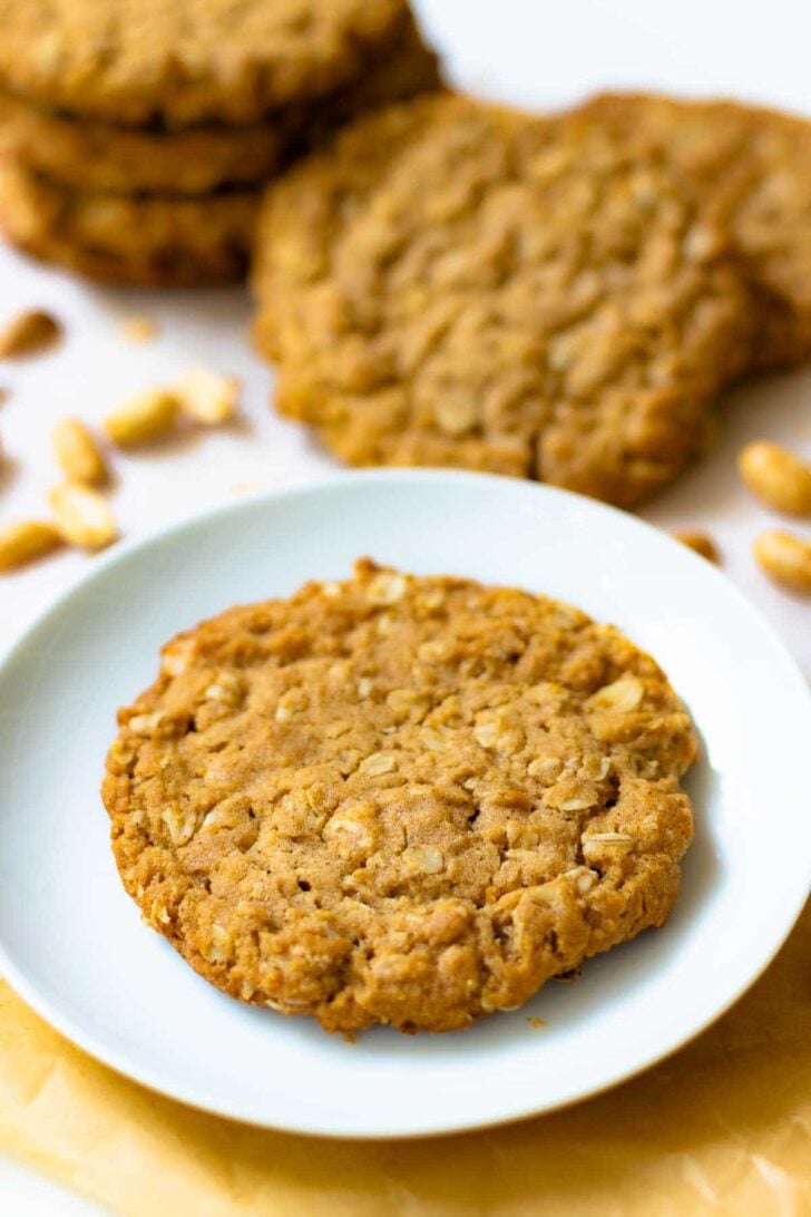 Oatmeal Cookies made with Peanut Butter are soft, chewy and perfect with a cup of coffee.