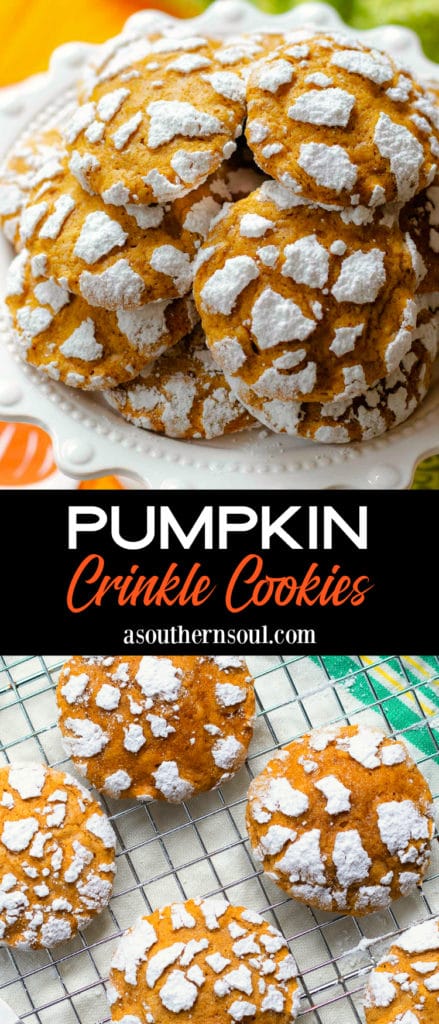 Pumpkin Crinkle Cookies 2 images for Pinterest.
