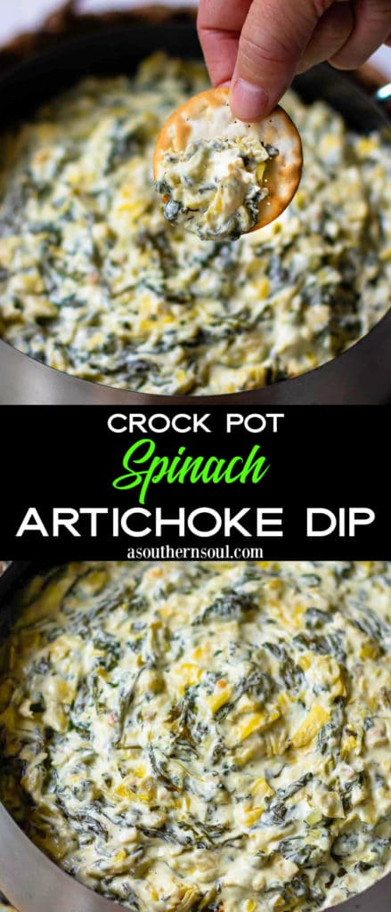 Warm dip made with spinach and artichokes.